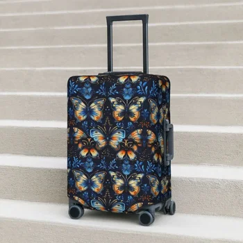 Чехол для чемодана с рисунком бабочки в богемном стиле, для перелета на Пляж, милые аксессуары для багажа королевского синего цвета, защита для круизной поездки