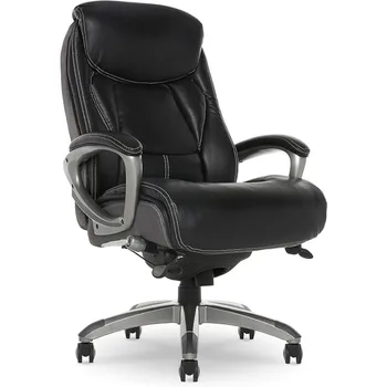 Эргономичное компьютерное кресло из кожи и сетки с технологией Smart Layers для исполнительного офиса Serta с контурными катушками для поясницы и комфорта