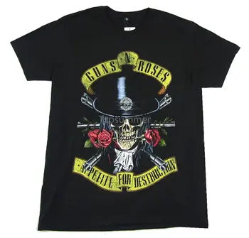 Guns N Roses Slash Skull, Аппетит к разрушению, Черная футболка, Новый Gnr
