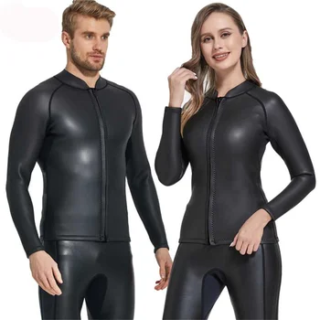 2 мм CR Гиперэластичная куртка для дайвинга из гладкой кожи для мужчин И женщин, гидрокостюм из двух частей, подводное плавание, серфинг, Глубоководные термальные купальники
