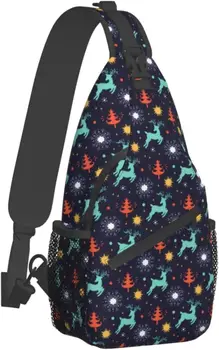 Рождественские олени, Рождественская елка, Снежинки, нагрудные сумки, сумка-слинг через плечо, дорожный походный рюкзак, повседневное плечо для женщин и мужчин