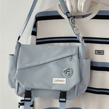Модные Новые школьные сумки для студентов Collage, нейлоновые сумки через плечо для женщин, сумка-мессенджер с буквенным принтом, женская мужская сумка через плечо
