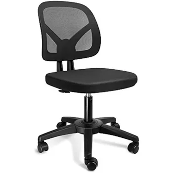 Сетчатый домашний офисный стул KOLLIEE со средней спинкой, 17,7 D X 18,1 W X 33,1H in, Черный компьютерный стул, Игровое кресло
