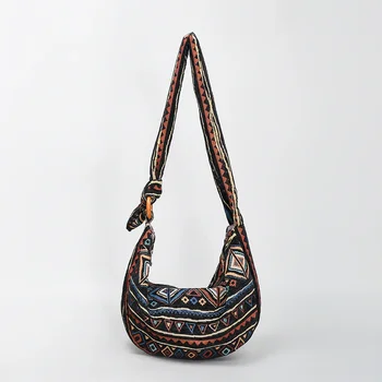 Винтажный текстиль В стиле Хиппи, мягкая сумка-хобо с напуском, тканевая сумка через плечо в стиле Ретро племенной ацтекской Ибицы, цыганская уличная одежда в богемном стиле Бохо