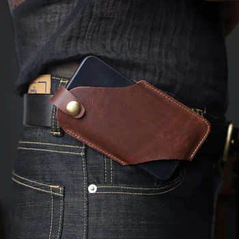 Ретро Чехол-кобура для мужского телефона из натуральной кожи в стиле ретро для iPhone 13 Pro MAX 12 11 6.1-6.7 дюймовый пояс для мобильного телефона, поясная сумка, Поясная сумка