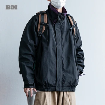 Весенне-осенняя Японская уличная одежда, куртка со стоячим воротником для мужчин, одежда Harajuku, повседневное пальто-карго, Корейские модные куртки для мужчин