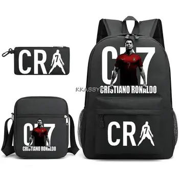 Рюкзак CR7 Холст, 3шт Школьный рюкзак, женская сумка для ноутбука, дорожная сумка большой емкости