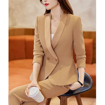 2023 Новый модный женский профессиональный комплект с длинными рукавами, пальто, женский деловой костюм, женская повседневная одежда